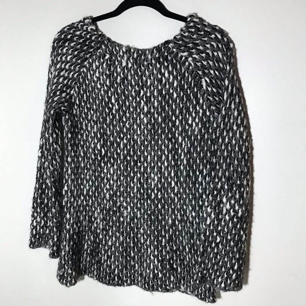 Gottardi mohair wool blend pullover sweater wide neck black white chunky knit S